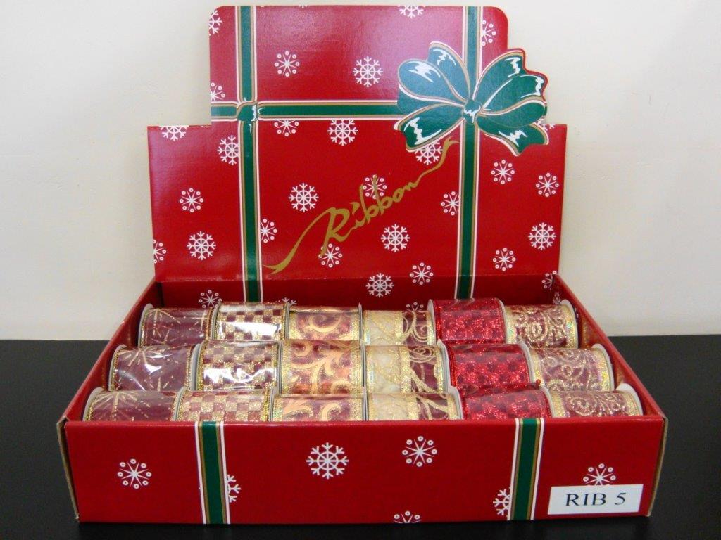 Maroon Red And Gold Mix Ribbon Box